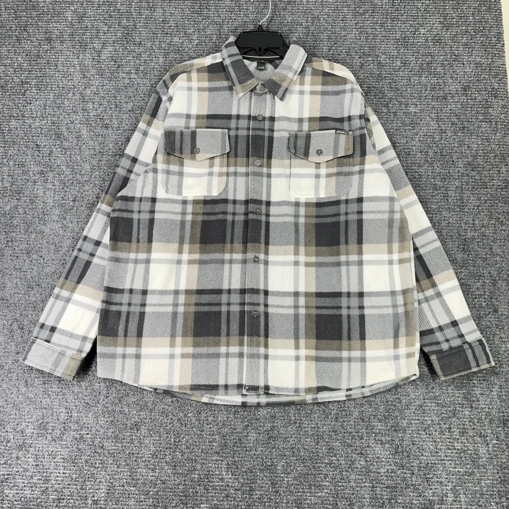 Eddie‎ Bauer Fleece Shacket Shirt Jacket Plaid Dual Pocket Outdoor Mens XL